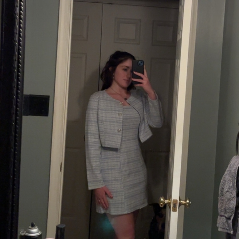 Baby blue tweed set